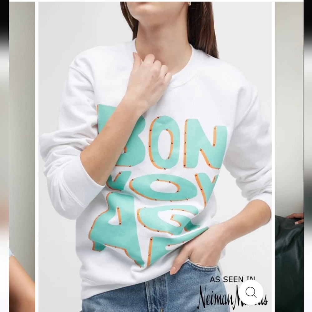 NWT ALLA BERMAN White BON VOYAGE Sweatshirt